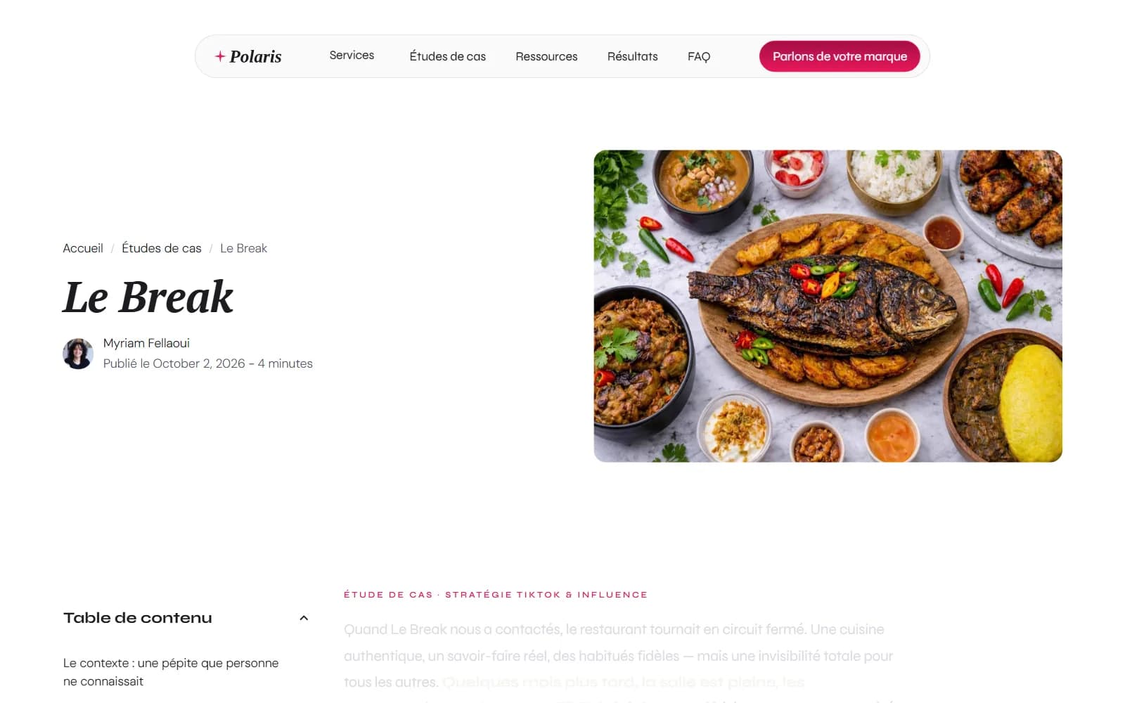 Étude de cas du site Polaris, version desktop